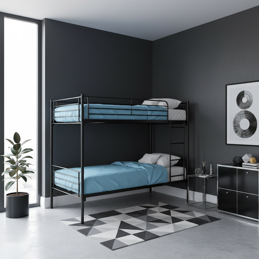 Black Bunk Bed - Corner No Lamps