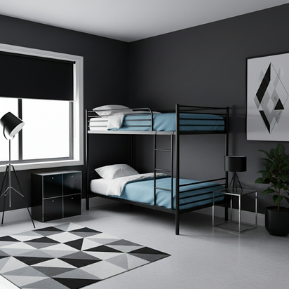 Black Bunk Bed - Corner