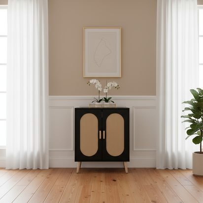 Black Shoe Cabinet - Between Windows Minimal