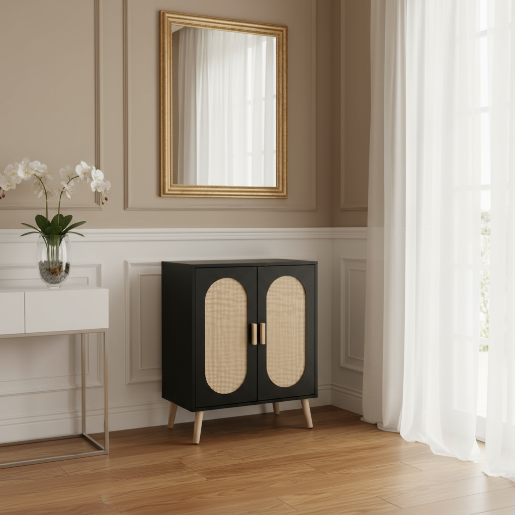 Black Shoe Cabinet - Corner Minimal