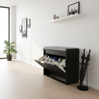 Black Shoe Cabinet - Hallway Depth