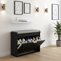 Black Shoe Cabinet in Modern Hallway