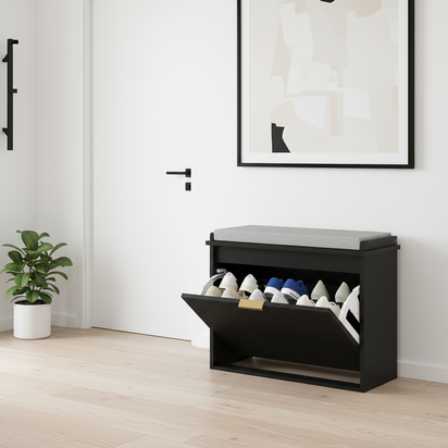 Black Shoe Cabinet - Near Entryway