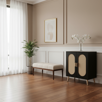 Black Shoe Cabinet - Right Placement Minimal