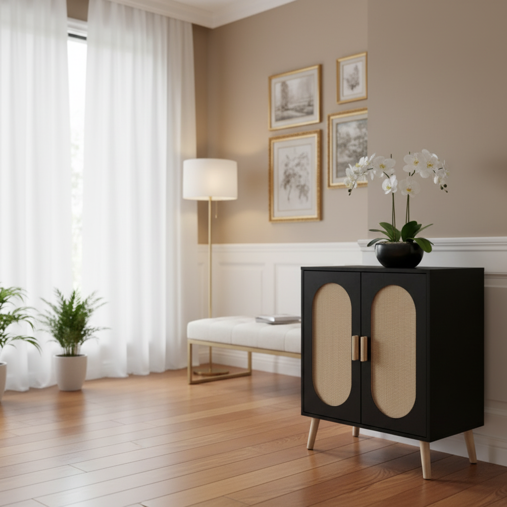 Black Shoe Cabinet - Right Placement