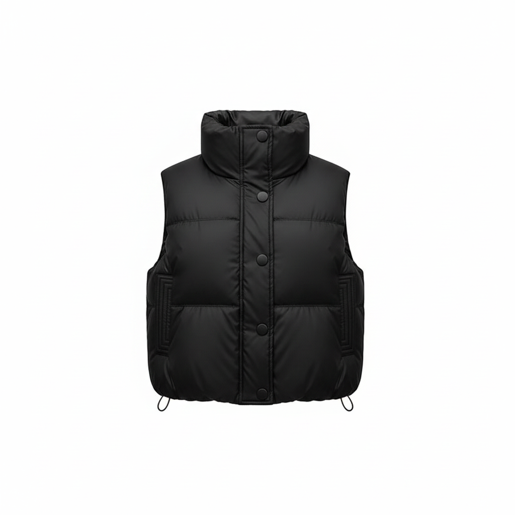Black vest, corrected five-button layout