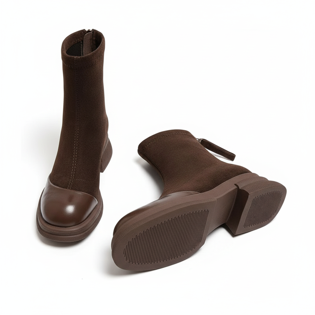 Brown boots on white background
