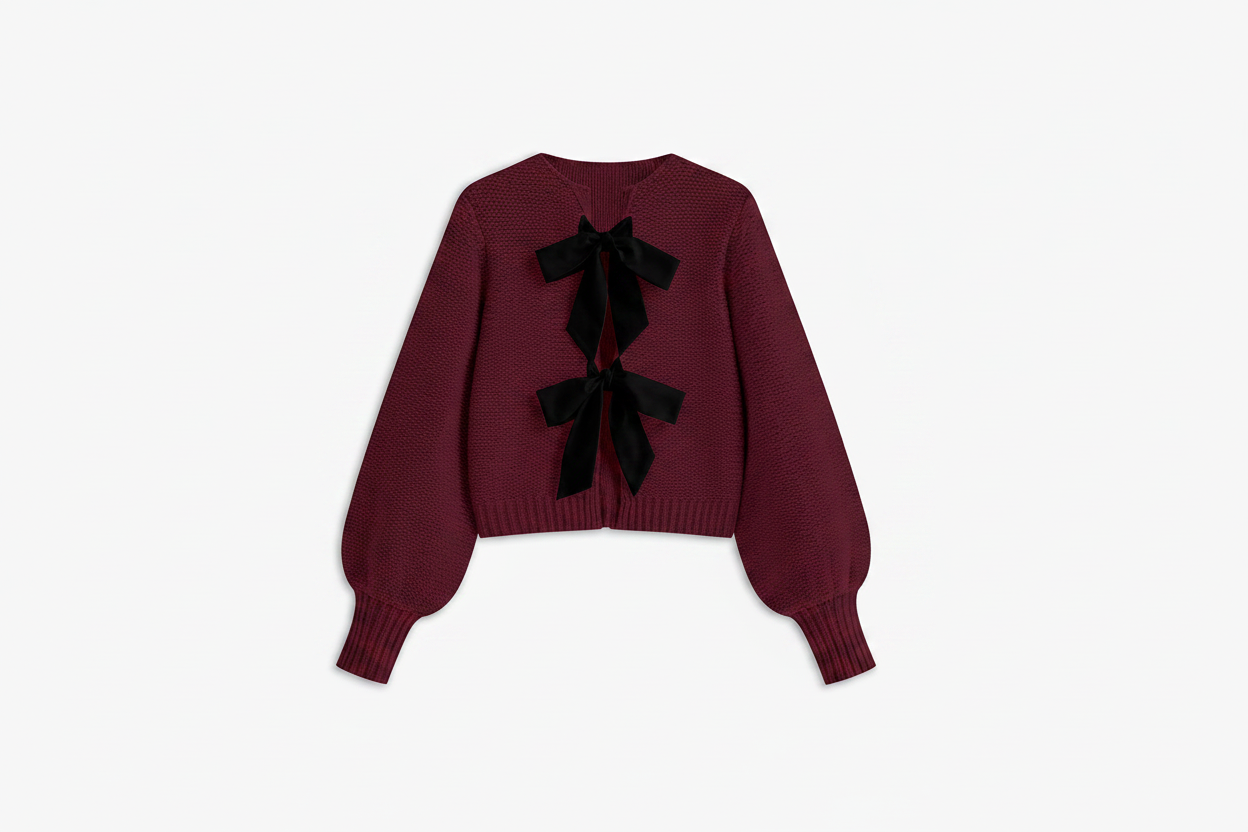 Burgundy bow sweater