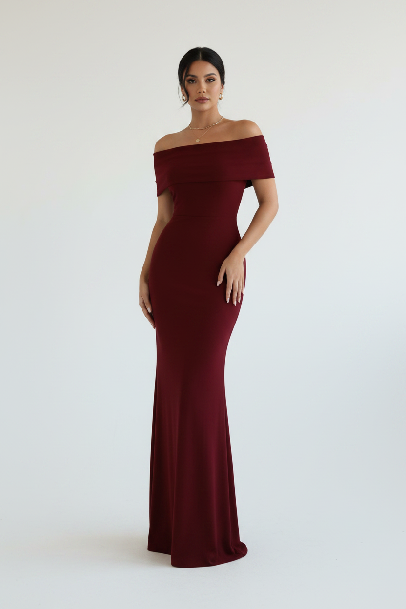 Burgundy Dress Editorial 1