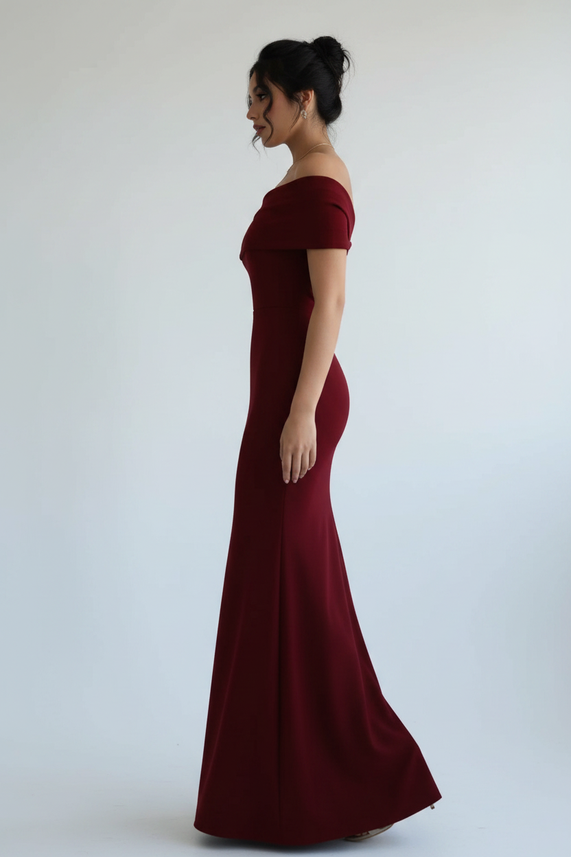 Burgundy Dress Editorial 2