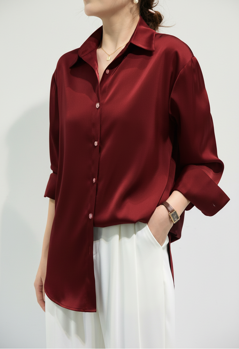 Burgundy Satin Shirt