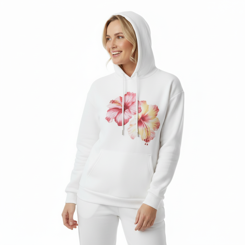 Candid hoodie conversation pose