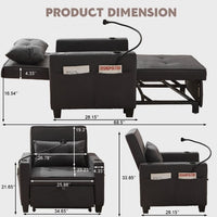 Futon Chair Bed Convertible Chair 3-in-1 Pull Out Sleeper Chair Beds With USB Ports,Wear-resistant And Anti-scratch, Armchair Bed Sleeper For Living Room,Grey.