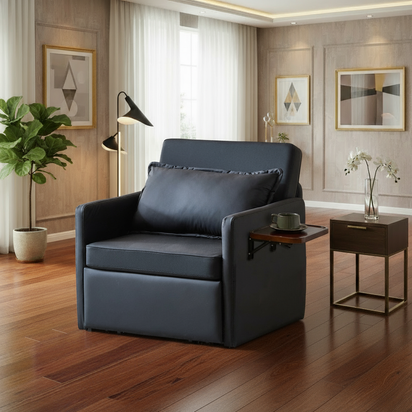 Charcoal gray chair in exact background 2