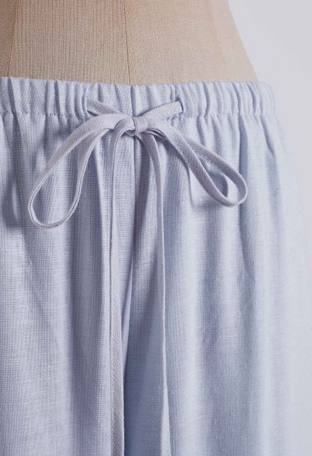 Airy Drawstring Linen-Blend Pants