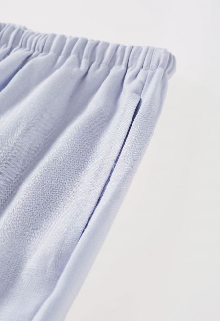 Airy Drawstring Linen-Blend Pants