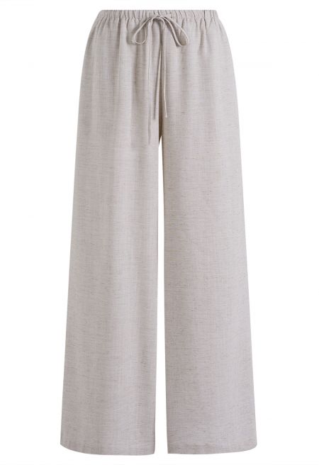 Airy Drawstring Linen-Blend Pants