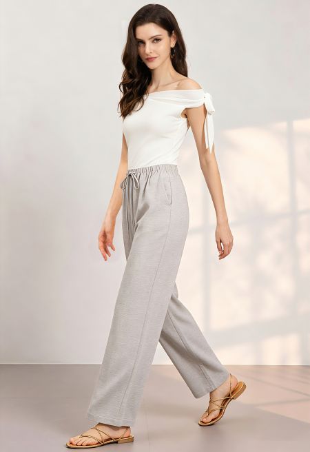 Airy Drawstring Linen-Blend Pants