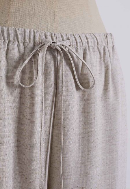Airy Drawstring Linen-Blend Pants