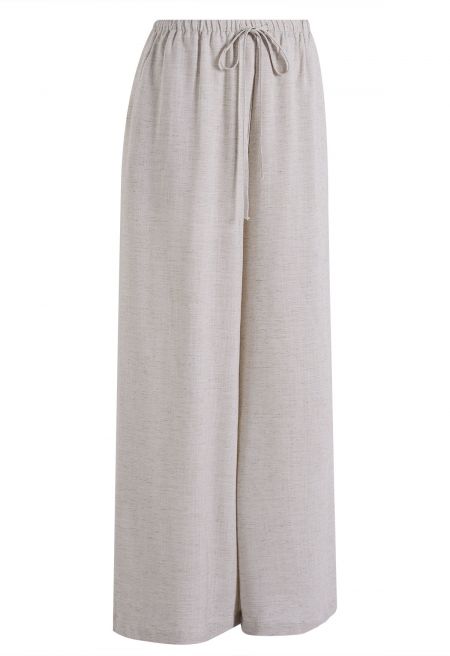 Airy Drawstring Linen-Blend Pants