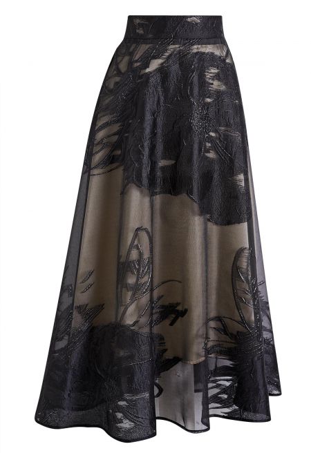 Rainy Floral Stylish Maxi Skirt