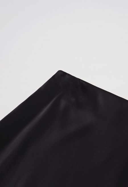 Stylish Satin Flared Maxi Skirt in Black