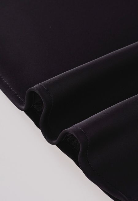 Stylish Satin Flared Maxi Skirt in Black