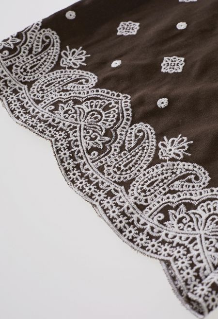 Paisley Embroidered Wide-Leg Pants
