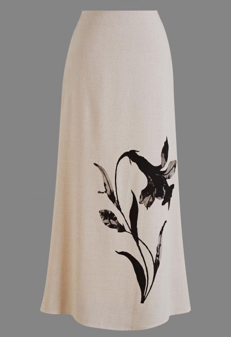 Canvas Ink Wash Linen Blend Maxi Skirt