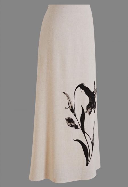 Canvas Ink Wash Linen Blend Maxi Skirt