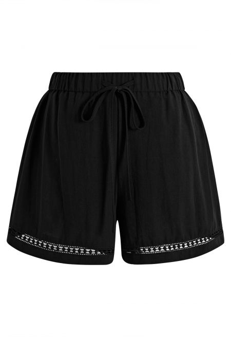 Cozy Step Lace Linen-Blend Shorts