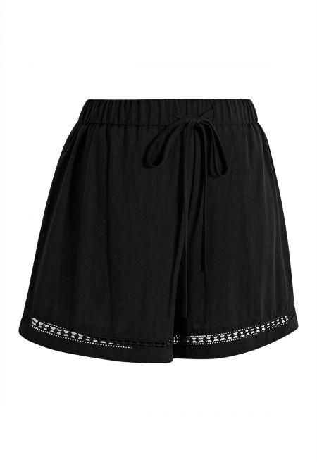 Cozy Step Lace Linen-Blend Shorts