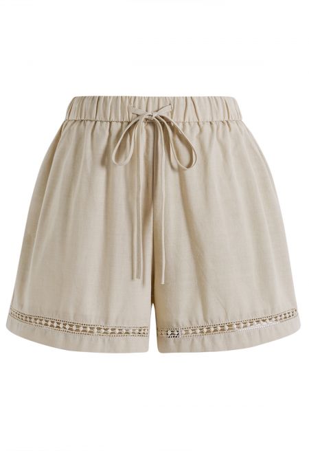 Cozy Step Lace Linen-Blend Shorts