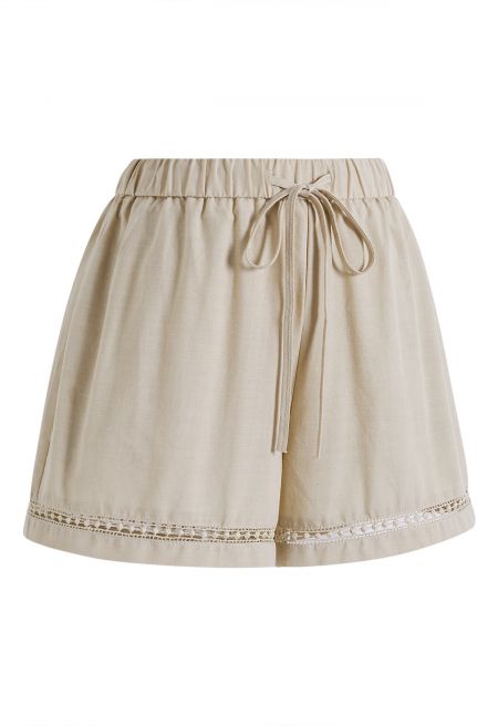 Cozy Step Lace Linen-Blend Shorts
