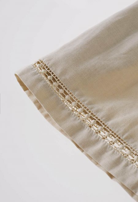 Cozy Step Lace Linen-Blend Shorts