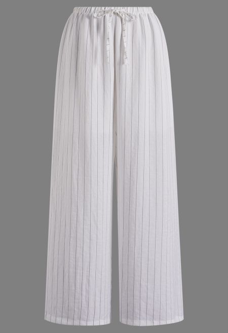 Lightweight Drawstring Waist Pants in White
