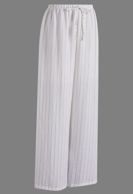 Lightweight Drawstring Waist Pants in White