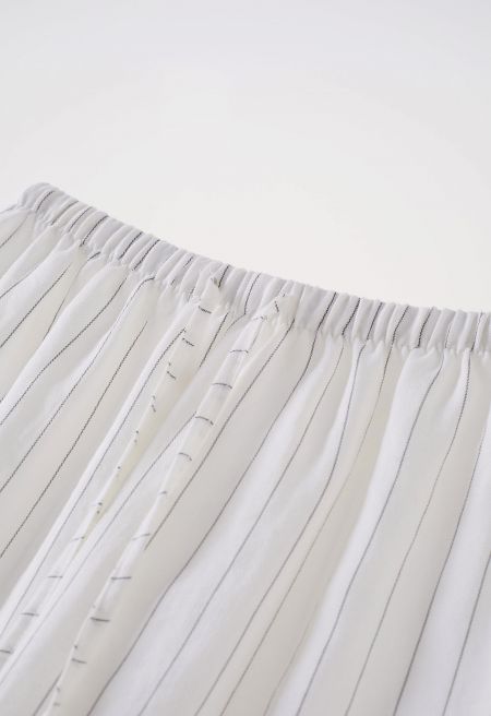 Lightweight Drawstring Waist Pants in White