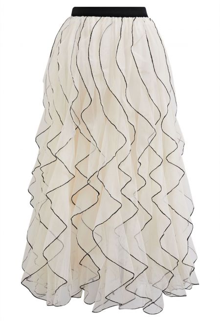 Ora Panelled Mesh Maxi Skirt