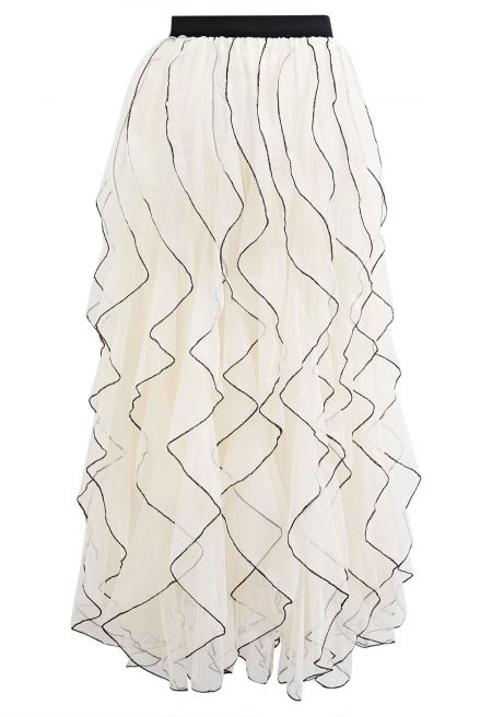 Ora Panelled Mesh Maxi Skirt