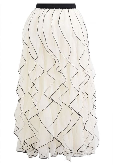 Ora Panelled Mesh Maxi Skirt