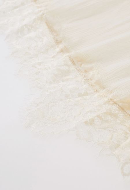 Stylish Tiered Lace Hem Chiffon Maxi Skirt
