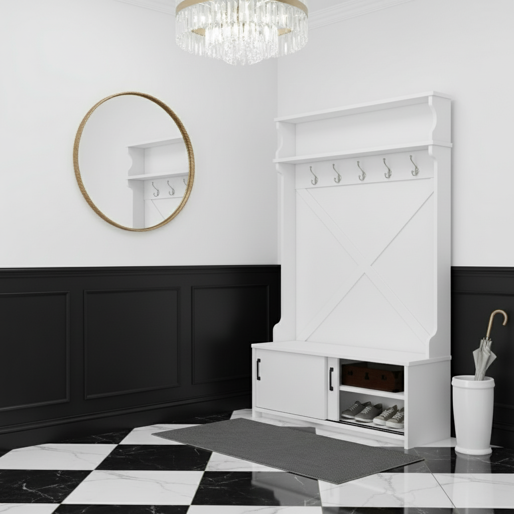 Corner Angled Hall Tree