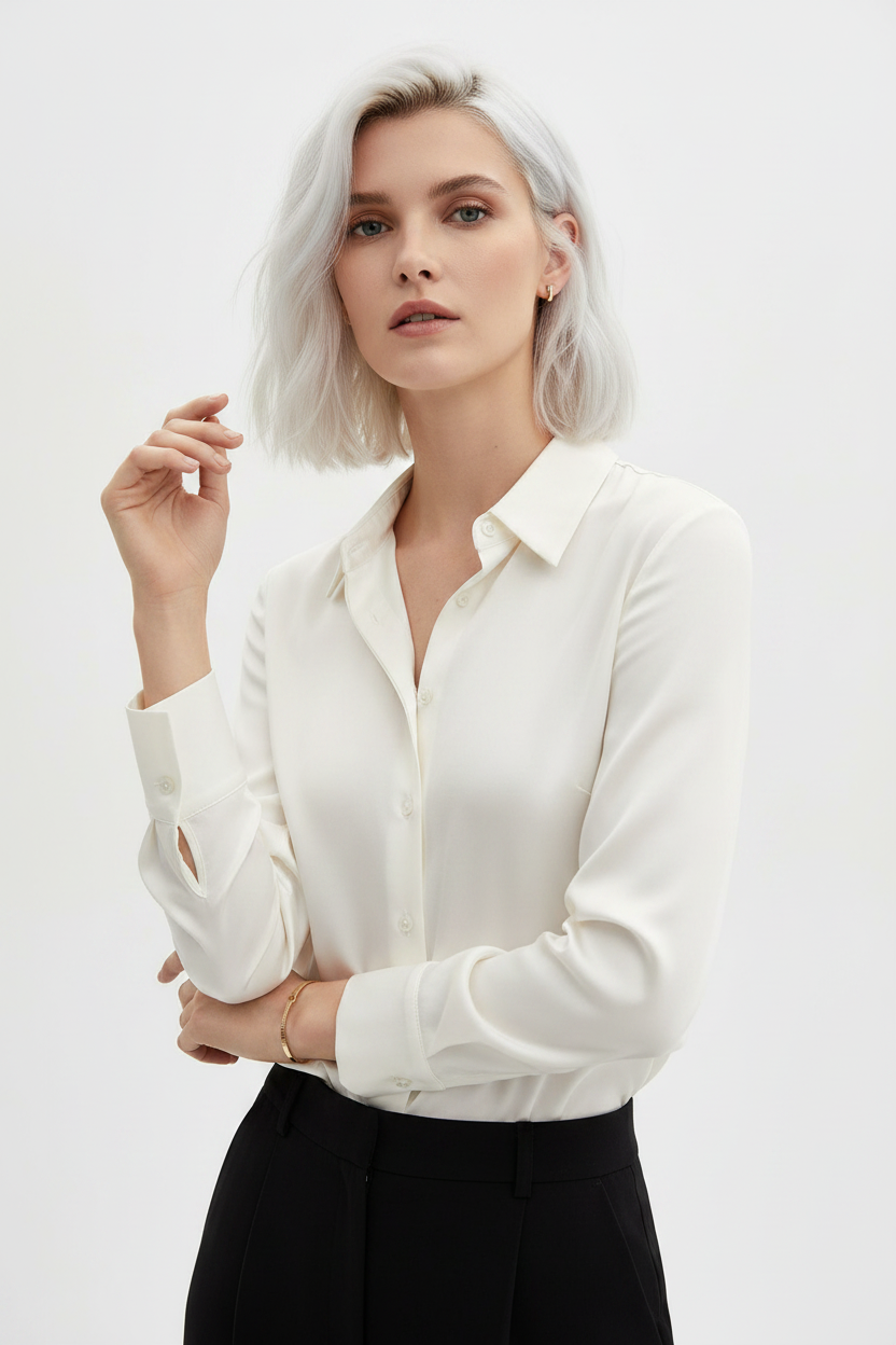 Cream Satin Shirt