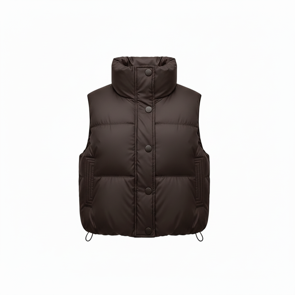 Dark brown vest, corrected closure
