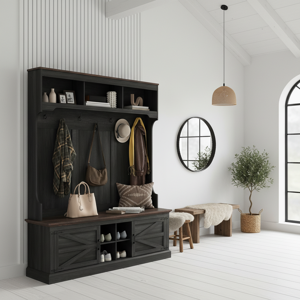 Dark Hall Tree Left Angle