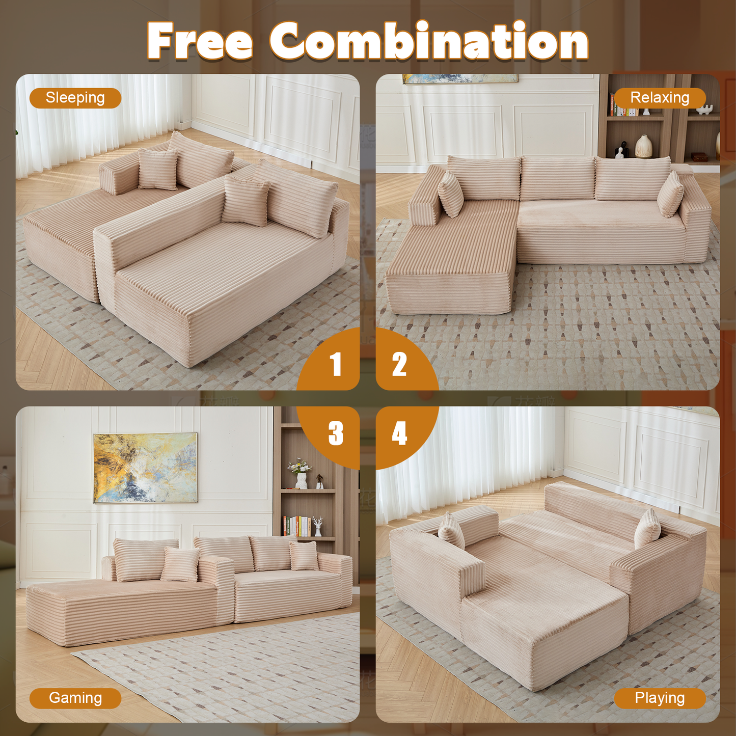 Rove Collections No Assembly L Shaped Couch