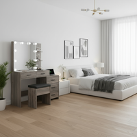 Dressing table centered on back wall