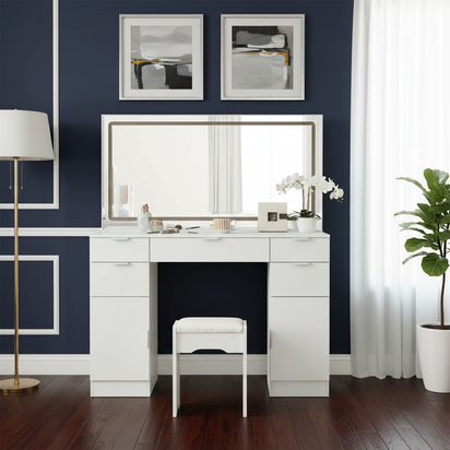 Dressing table standalone - clean navy walls