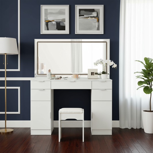 Dressing table standalone - clean navy walls